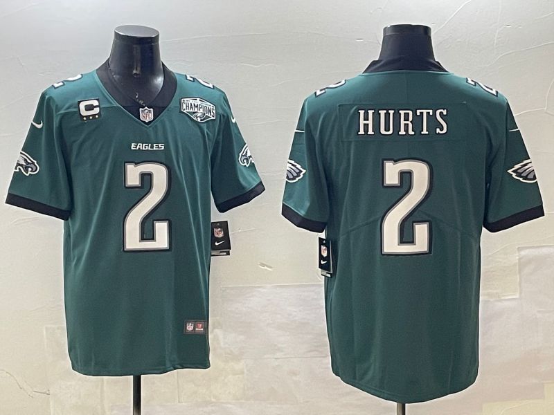 Men Philadelphia Eagles 2 Hurts Green Second generation 2025 Nike Limited NFL Jersey style 7